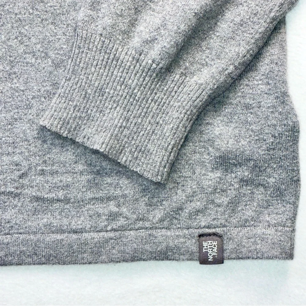 Mens The North Face 1/4 Quarter Zip Sweater XL Heather Gray Cotton Wool Knit